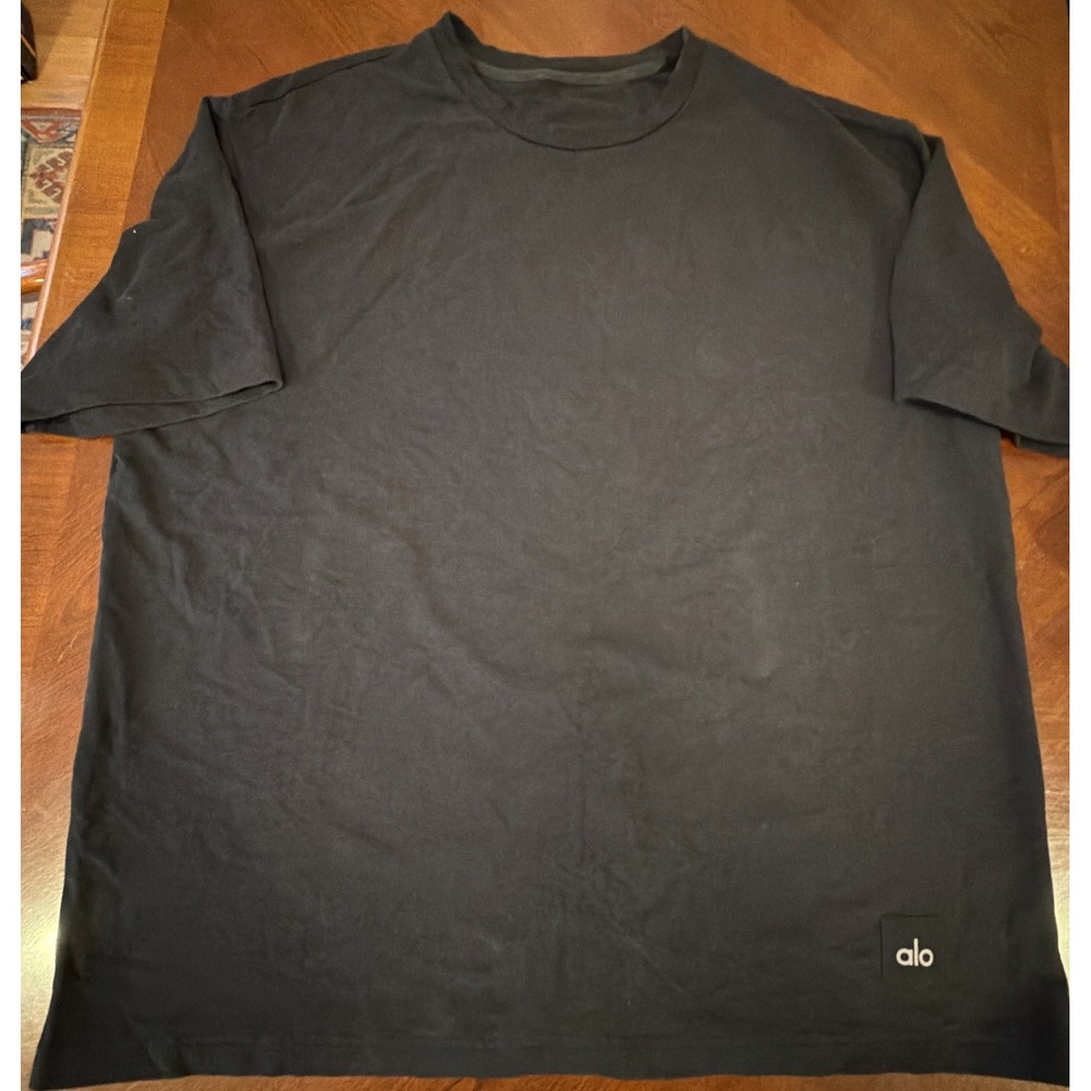 Alo Yoga Double Take T-shirt Men Relaxed XL Black Short Sleeve